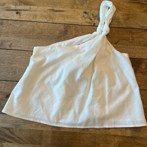 Showpo White One-Shoulder Knot Crop